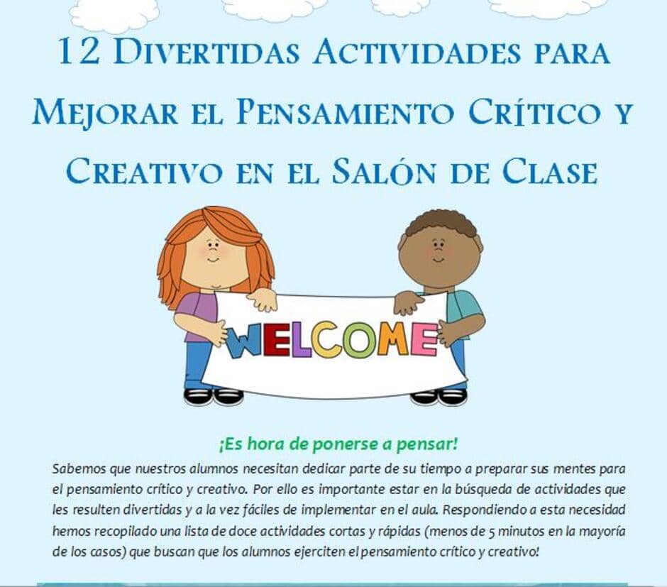 12 DIVERTIDAS ACTIVIDADES PARA MEJORAR EL PENSAMIENTO CRÍTICO Y CREATIVO EN EL AULA