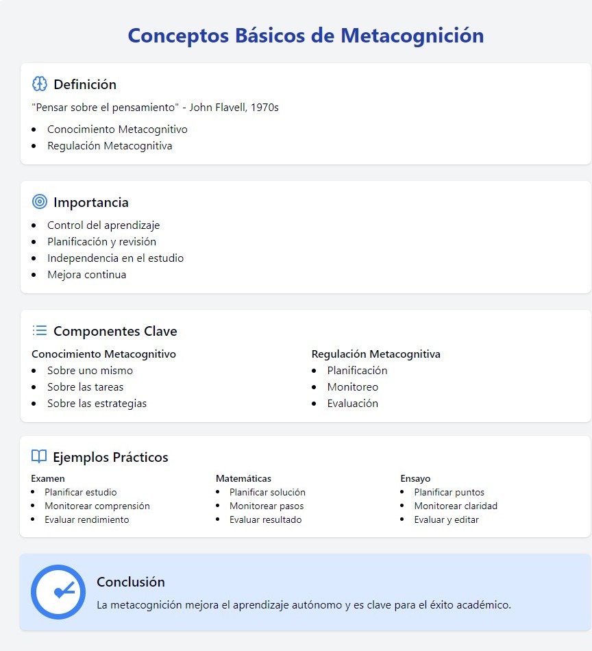 Metacognición para Educadores - Conceptos Clave para Mejorar del Aprendizaje en el Aula