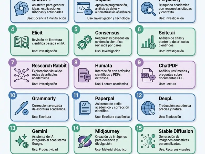 Las 15 Mejores Herramientas de IA para Docentes Universitarios – Uso Práctico y Efectivo en Investigación y&nbsp;Planificación