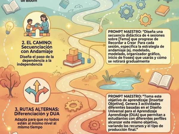 Guía de 4 Pasos – Prompts Avanzados para la Planificación Docente Estratégica con IA (Diagnóstico, Andamiaje, DUA y&nbsp;Evaluación)