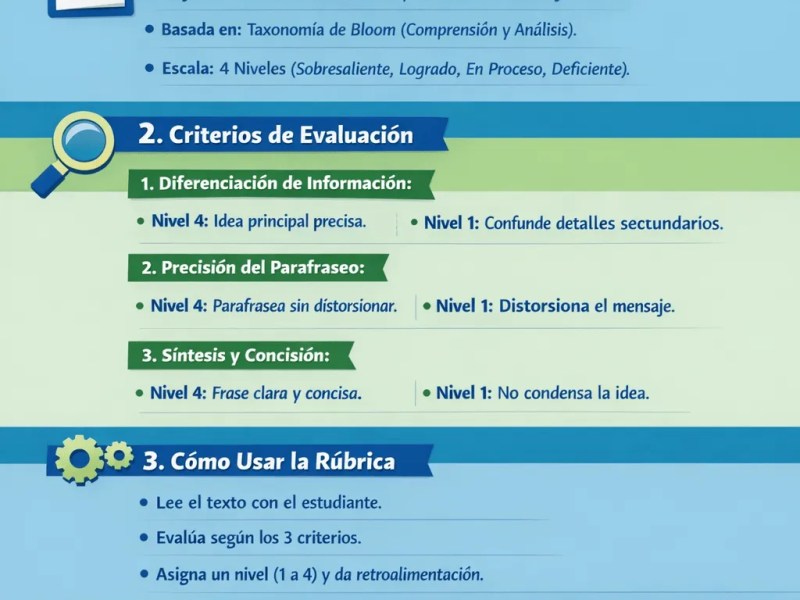 Rúbrica para Evaluar la Detección de Ideas Principales – Guía con Taxonomía de&nbsp;Bloom