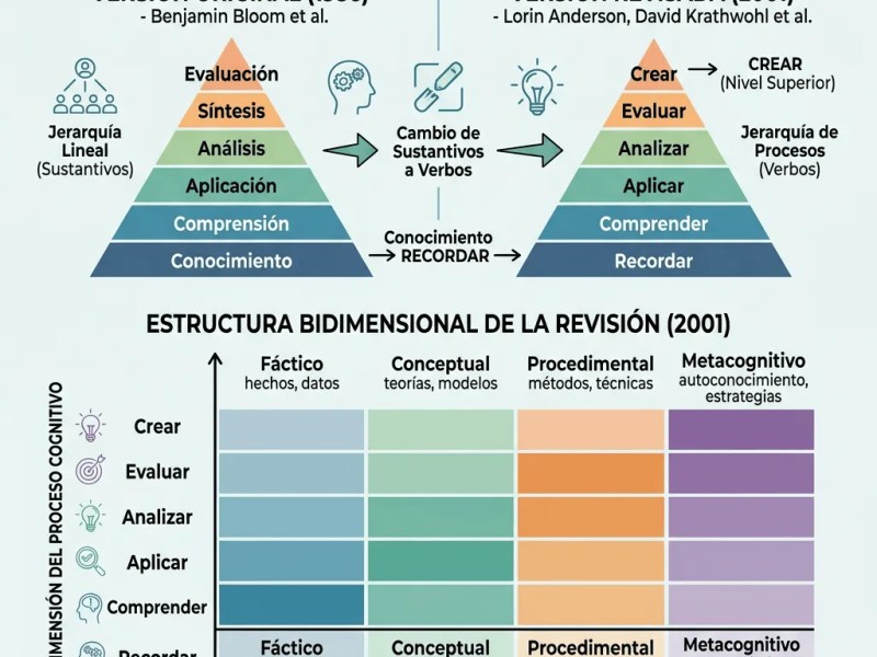 Taxonomía de Bloom – Evolución de 1956 a 2001 y Estructura Bidimensional&nbsp;Explicadas