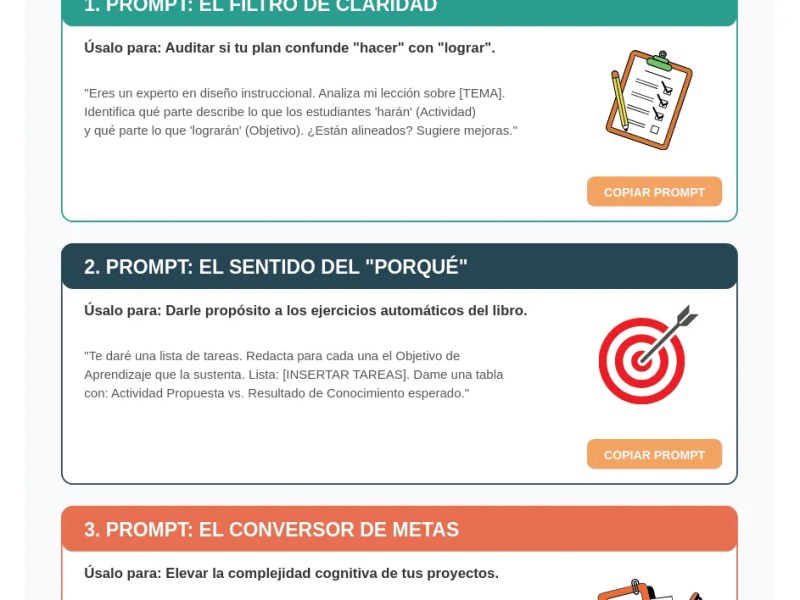 3 Prompts de IA para Docentes – ¿Hacer o Aprender? Separando el Medio del&nbsp;Fin