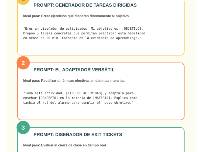 3 Prompts de IA para Diseñar Actividades Educativas con Objetivo Real – Guía Práctica para&nbsp;Docentes