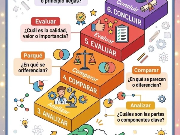 La Escalera del Pensamiento Crítico – Guía Visual de 6 Niveles para Desarrollar el Análisis en el&nbsp;Aula