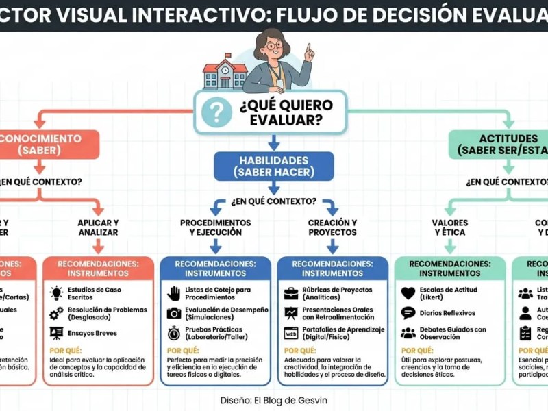 Selector Visual Interactivo – Flujo de Decisión Evaluativa para Evaluar Conocimientos, Habilidades y&nbsp;Actitudes